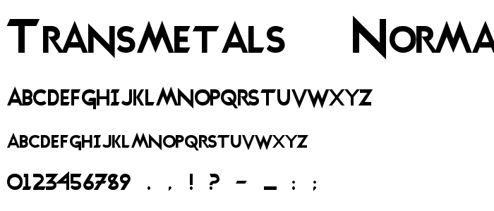 Transmetals  Normal font
